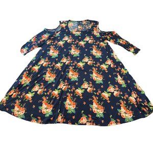 Shift Floral Dress by VOLL w/Cold Shoulder Sleeve Women Size M Rayon Blend